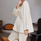 Floral Embroidered Cotton Linen Women's Pajamas - image 8
