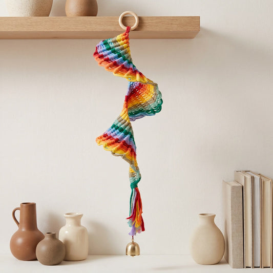 Boho Rainbow Macrame Hanging Bell Wall Decor - Rainbow - image 0