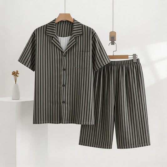 Unisex Striped Modal Pajama Set - Gray - 3XL - image 0
