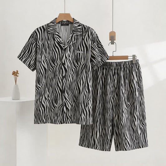 Unisex Zebra Print Modal Pajama Set - Gray - 3XL - image 0