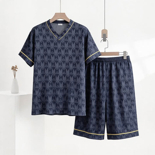Navy Geometric Pattern Loungewear Set - Navy - XXXL - image 0
