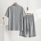 Gray Abstract Linear Cotton Pajama Set - image 3