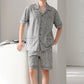 Gray Abstract Linear Cotton Pajama Set - image 1