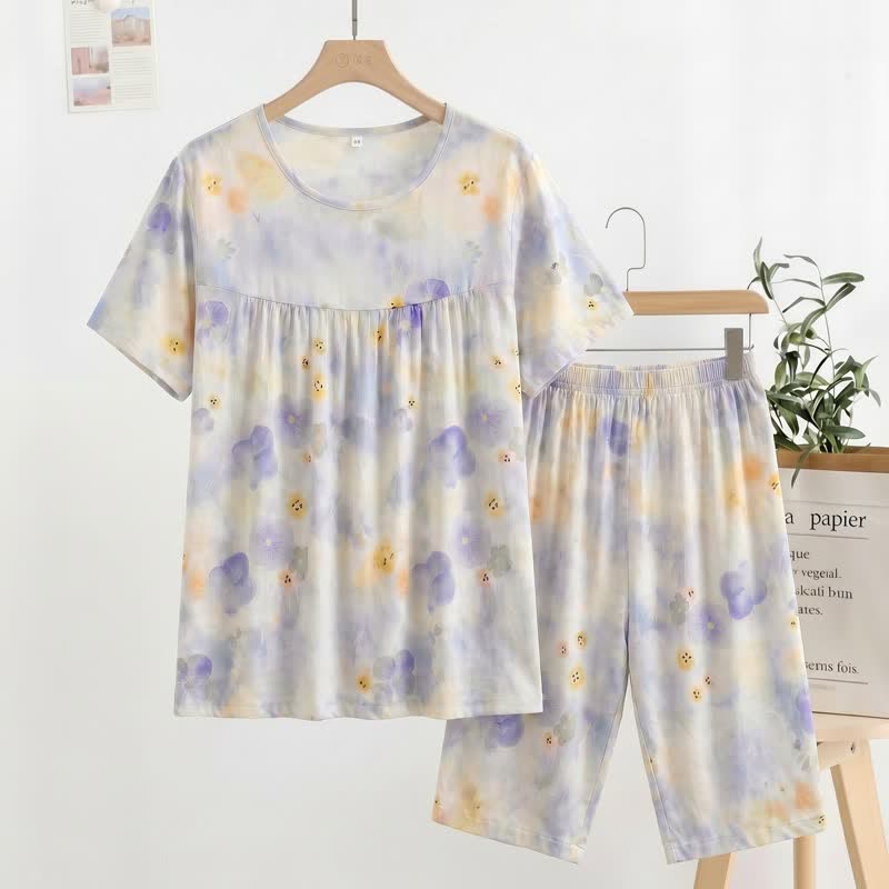 Misty Blue Floral Loungewear Set - Blue - XXL - image 0