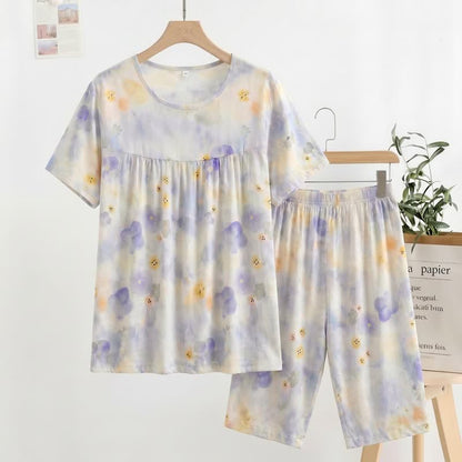 Misty Blue Floral Loungewear Set - Blue - XXL - image 0