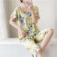 Blue Floral Short Sleeve Women's Pajamas - image 2