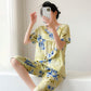 Blue Floral Short Sleeve Women's Pajamas - image 3