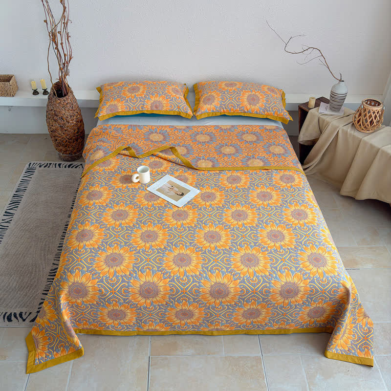 Ownkoti Boho Sunflower 3-Layer Muslin Cotton Quilt - image 8