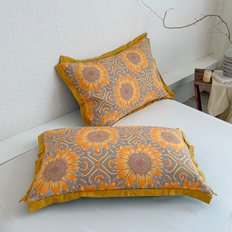 Boho Sunflower 3-Layer Muslin Cotton Quilt - image 10