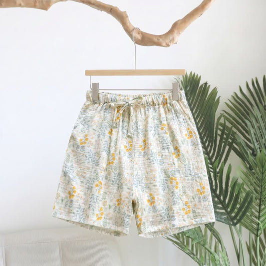 Yellow Tulip Cotton Gauze Pajama Shorts - Yellow - XL - image 0