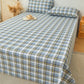 Modern Pure Cotton Plaid Bedspread - Blue - 2PCS Pillowcases - 19" x 29" - image 4