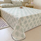 Floral Leaf Cotton Bedspread with Lace Trim - image 1