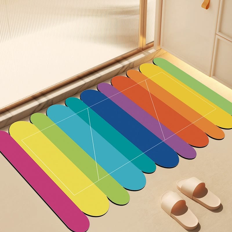Ownkoti Modern Rainbow Stripe Diatom Mud Bath Rug - 31'' × 47'' - B - image 7