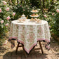 Pink Floral Vine Print Tassel Tablecloth - image 1