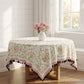 Pink Floral Vine Print Tassel Tablecloth - image 2