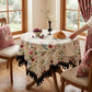 Multicolor Rose Print Tassel Trimmed Tablecloth - image 2