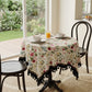 Multicolor Rose Print Tassel Trimmed Tablecloth - image 1