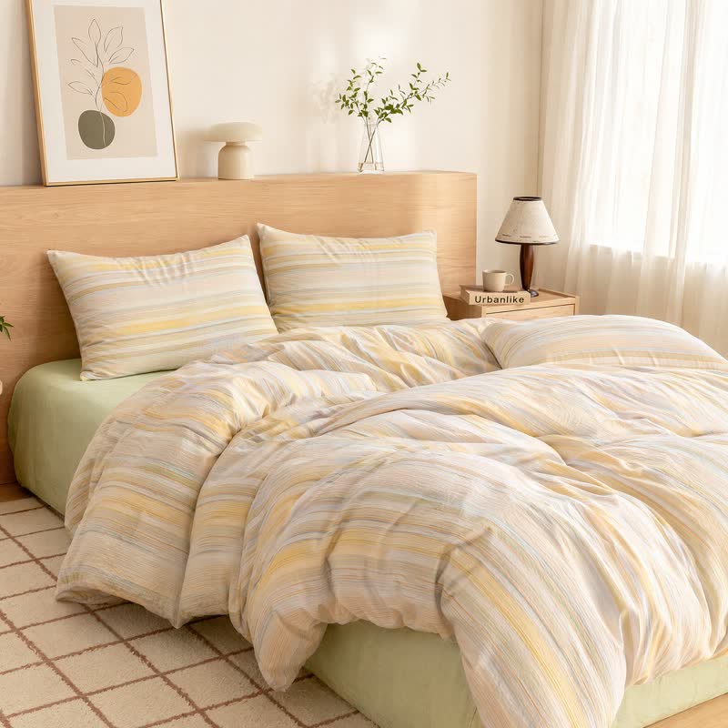 Nordic Multicolor Stripe Washed Cotton Bedding Set - image 0
