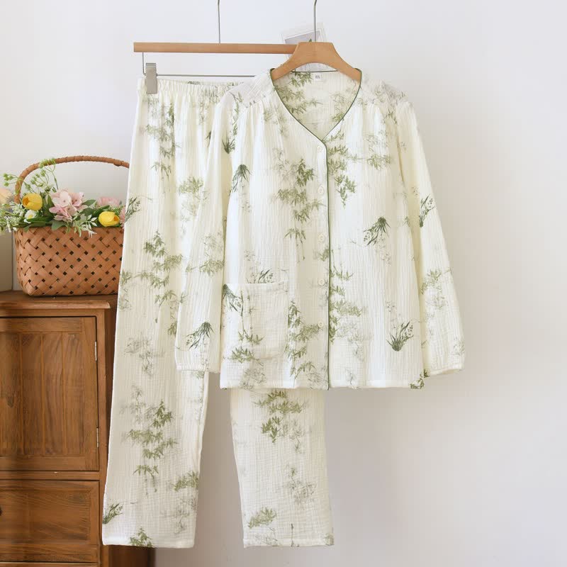 Bamboo Padded CottonWomen's Pajama Set - Beige - XXL - image 0
