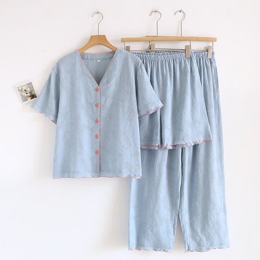 Sky Blue Cotton Pajama Set(PCS) - Blue - XL - image 0