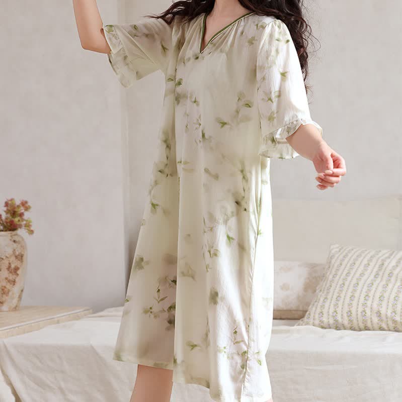 Floral Ruffle Sleeve Lounge Nightdress - image 12