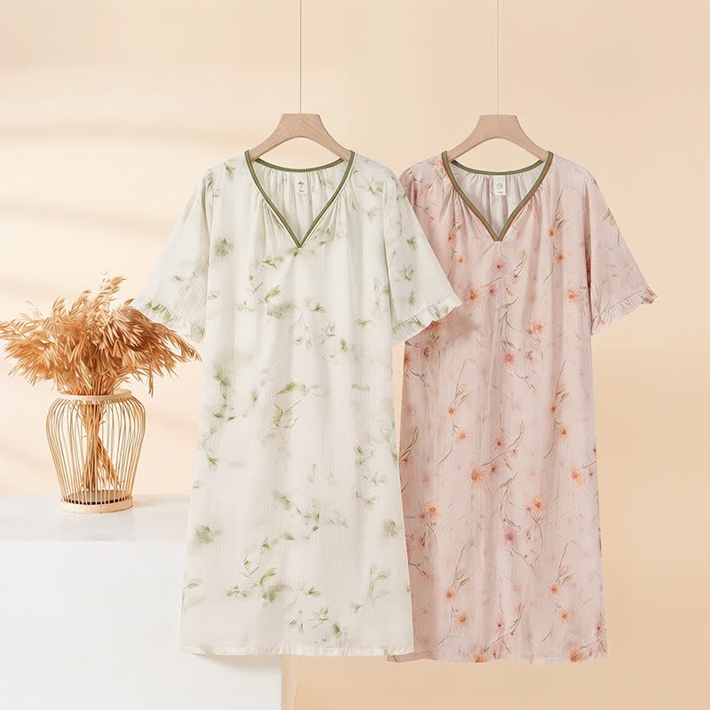Floral Ruffle Sleeve Lounge Nightdress - image 0