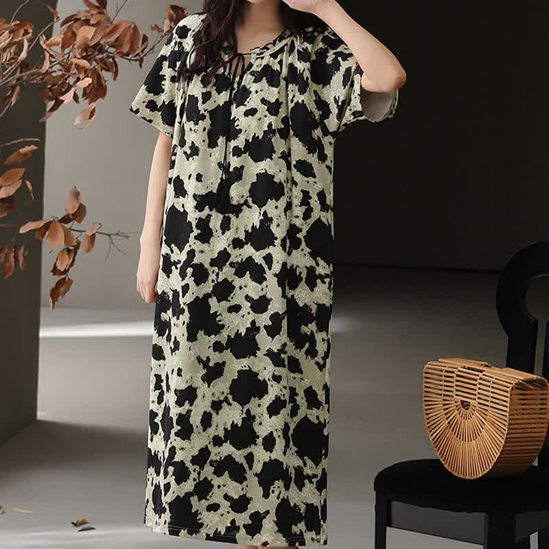 Cotton Front Tie Notch Neck Nightgown - image 1