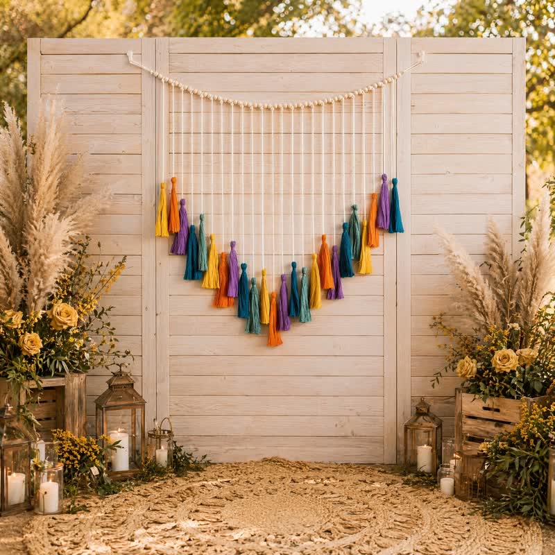 Handwoven Cotton Rainbow Tassel Garland Decor - image 2
