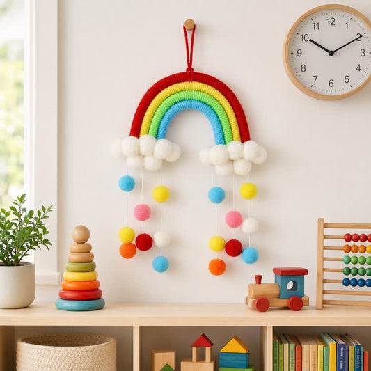 Handwoven Nordic Rainbow Wall Hanging Decor - Rainbow - 13'' × 10'' - image 0