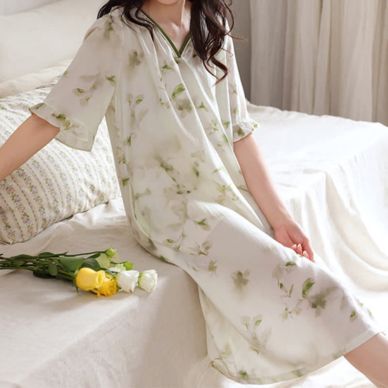 Floral Ruffle Sleeve Lounge Nightdress - image 11