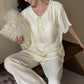 Solid Color Padded Ruffle Pajama Set - image 10