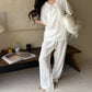 Solid Color Padded Ruffle Pajama Set - image 6