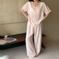 Solid Color Padded Ruffle Pajama Set - image 2