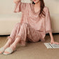 Pink Ruffle Trim Jacquard Pajama Set(3PCS) - image 4