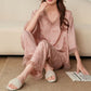 Pink Ruffle Trim Jacquard Pajama Set(3PCS) - image 3
