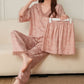 Pink Ruffle Trim Jacquard Pajama Set(3PCS) - image 1