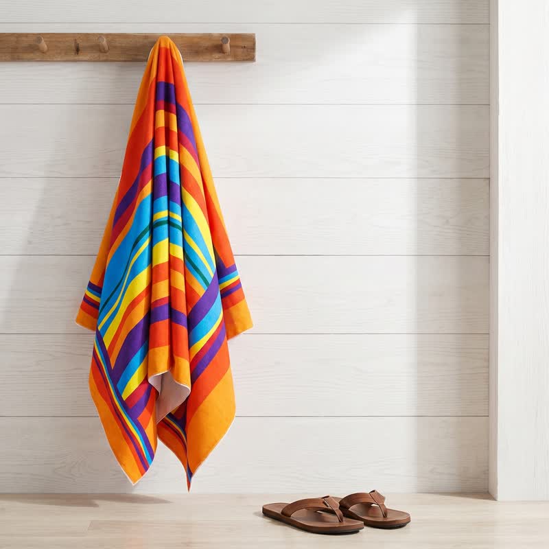 Rainbow Stripe Microfiber Beach Towel - image 3