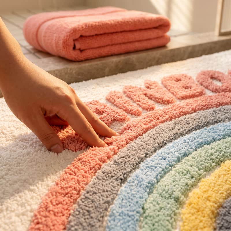 Modern Rainbow Plush Bath Rug - image 5
