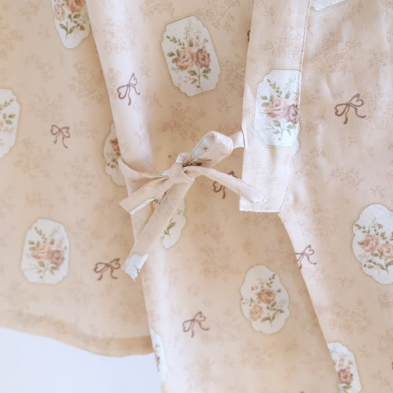 Framed Rose & Bow Cotton Kimono Robe - image 8