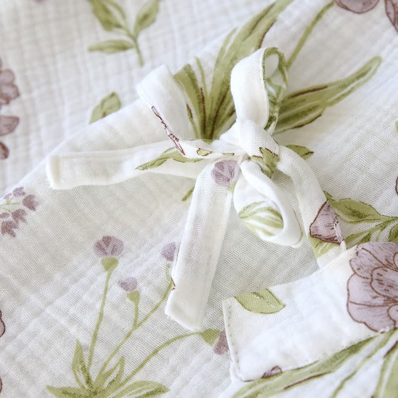 Violet Floral Cotton Kimono Robe - image 5