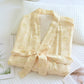 Yellow Botanical Cotton Gauze Kimono Robe - image 2