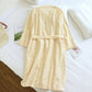 Yellow Botanical Cotton Gauze Kimono Robe - image 4