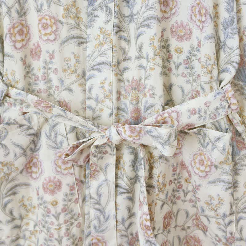 Floral Cotton Gauze Kimono Robe with Pocket - image 8