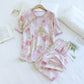Hydrangea Floral Padded  Cropped Pants Nightwear - image 1
