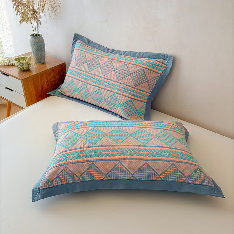 Geometric Wheat 3-Layer Muslin Cotton Quilt - image 7