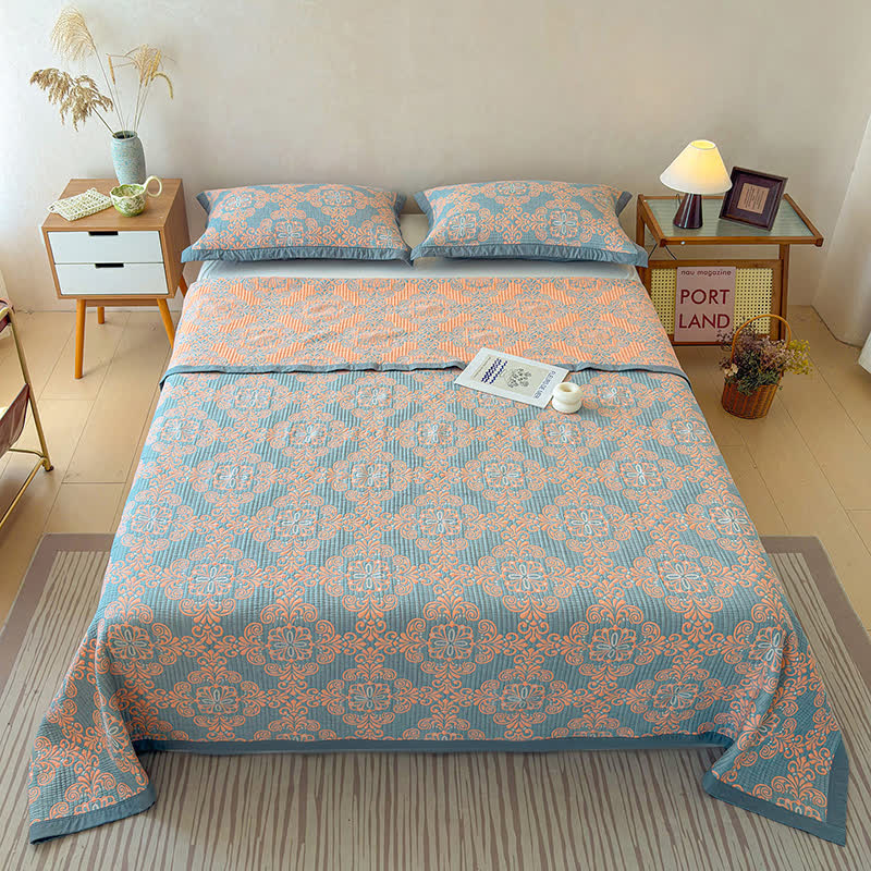 Vintage 3-Layer Muslin Cotton Bedspread Quilt - image 5