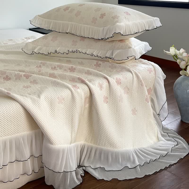 Ruffled Floral Jacquard Bedspread Set - image 6