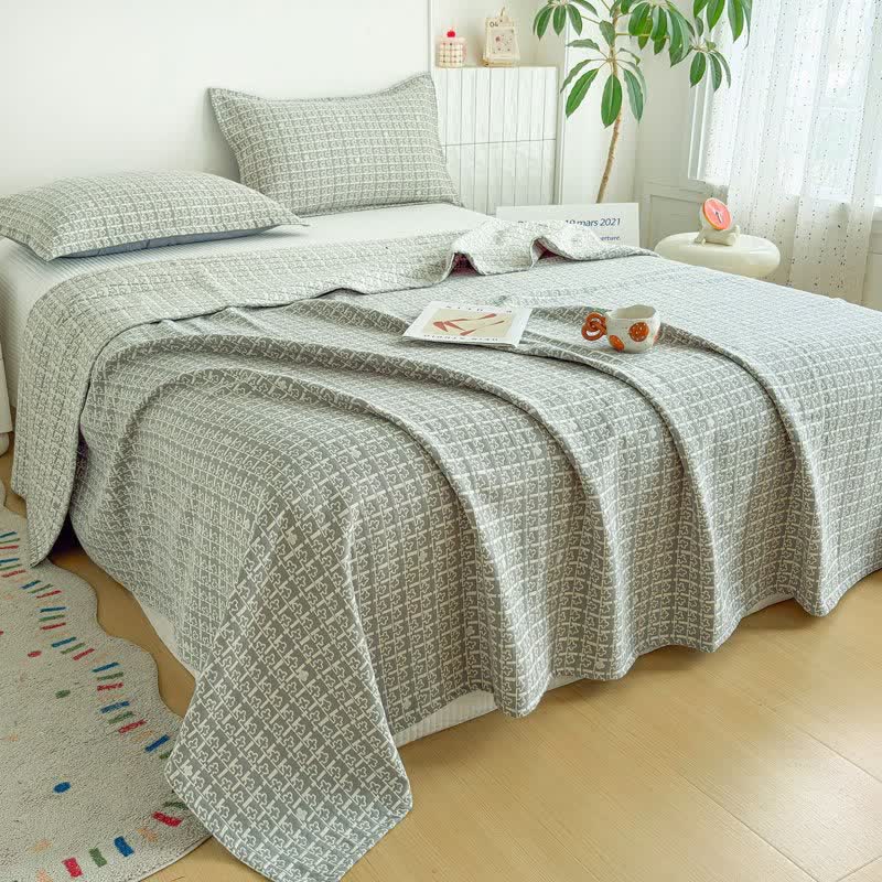 Modern Geometric Pattern Jacquard Cotton Quilt - image 10
