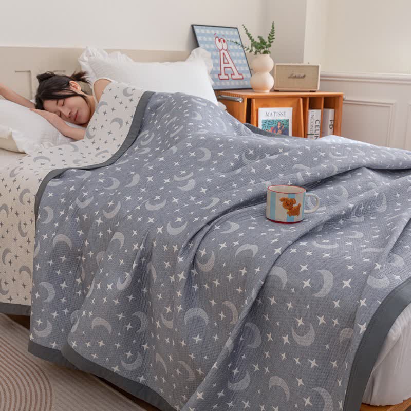 Reversible Moon & Star Cotton Quilt - image 7