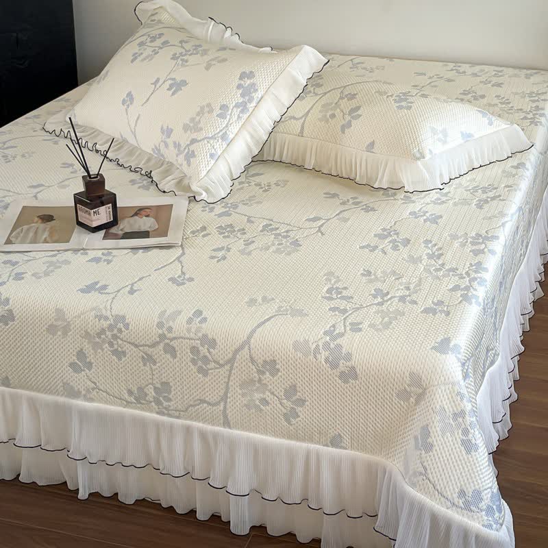 Ruffled Floral & Branch Bedspread Set - image 10